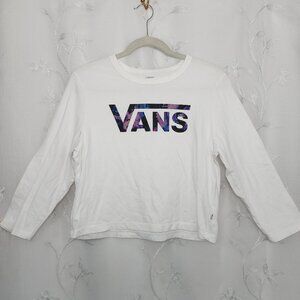 Vans Long Sleeved, Cropped Shirt with Purple Floral Design